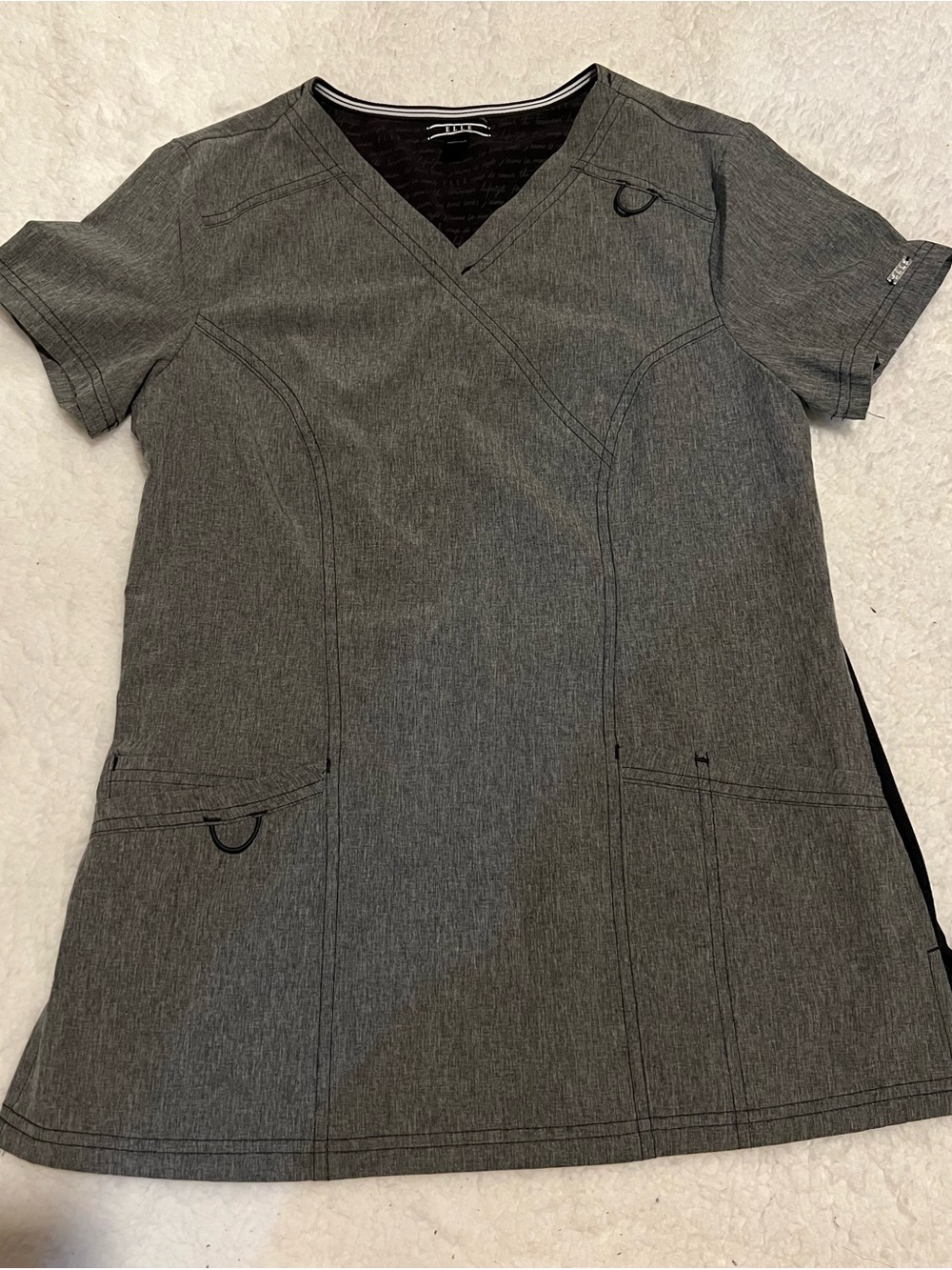 ELLE Heather Grey V-Neck Scrub Top